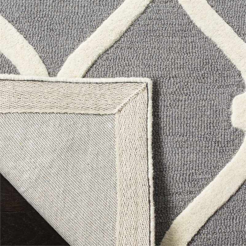 Safavieh Cambridge 3' X 5' Hand Tufted Wool Rug in Dark Gray and Ivory