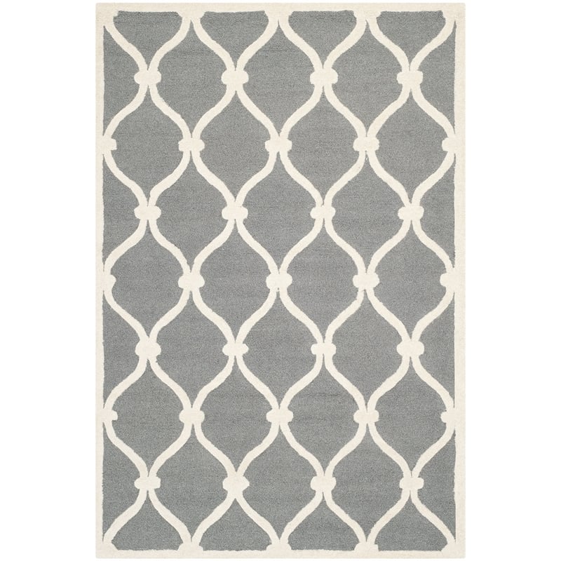 Safavieh Cambridge 5' X 8' Hand Tufted Wool Rug in Dark Gray and Ivory