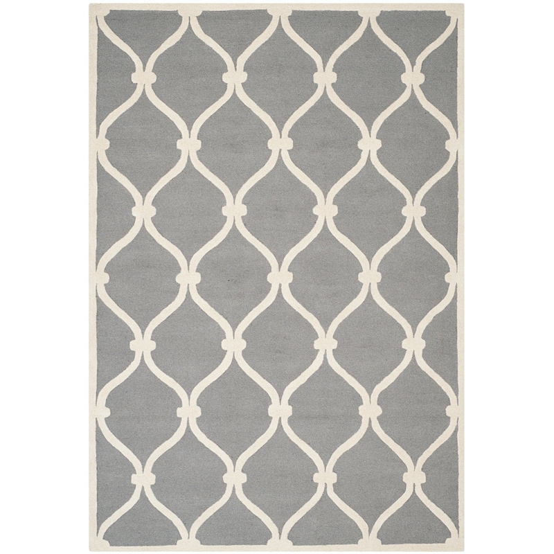 Safavieh Cambridge 6' X 9' Hand Tufted Wool Rug in Dark Gray and Ivory