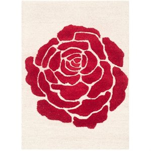 Safavieh Cambridge 2' X 3' Hand Tufted Wool Rug in Ivory and Red