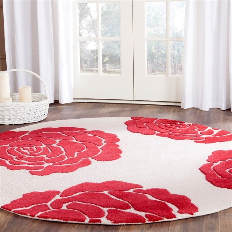 Safavieh Cambridge 8' X 10' Hand Tufted Wool Rug in Ivory and Red