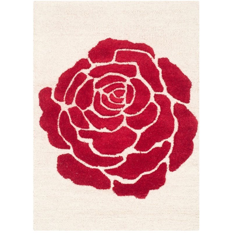 Safavieh Cambridge 8' X 10' Hand Tufted Wool Rug in Ivory and Red