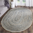 Safavieh Cape Cod 6' X 9' Oval Handmade Jute Rug in Natural and Blue
