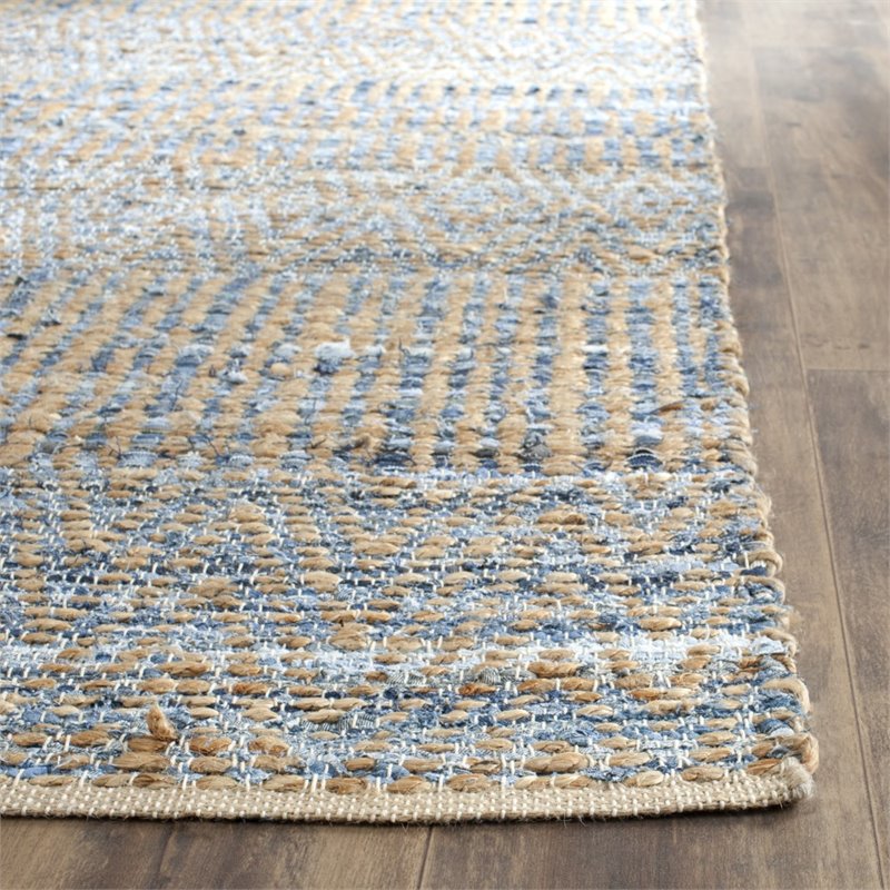 Safavieh Cape Cod 10' X 14' Handmade Jute Rug in Natural and Blue