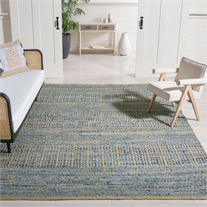 Safavieh Cape Cod 8' Square Handmade Jute Rug in Natural and Blue