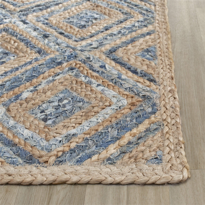 Safavieh Cape Cod 11' X 15' Handmade Jute Rug in Natural and Blue