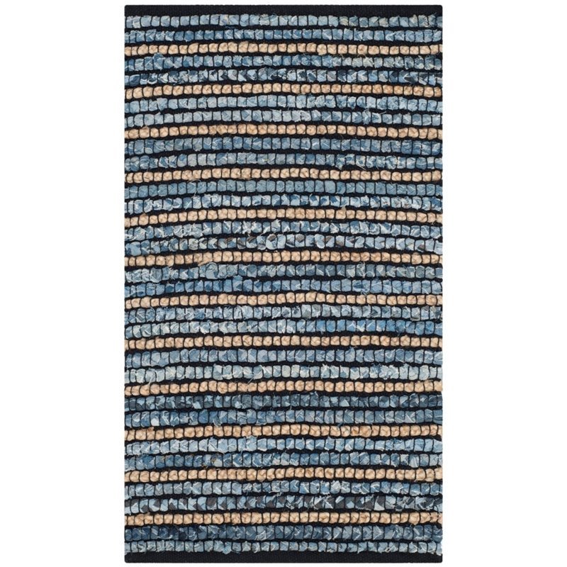 Safavieh Cape Cod 3' X 5' Hand Woven Rug in Blue and Natural