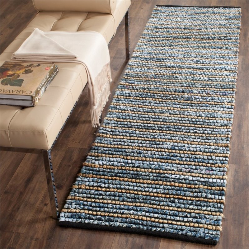 Safavieh Cape Cod 4' Square Hand Woven Rug in Blue and Natural