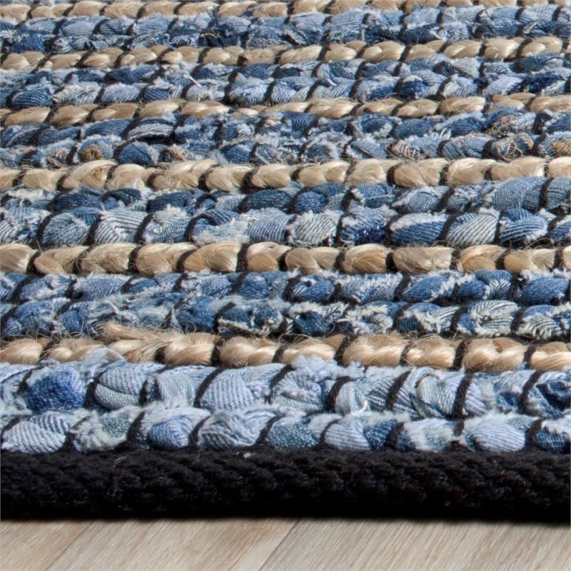 Safavieh Cape Cod 4' Square Hand Woven Rug in Blue and Natural