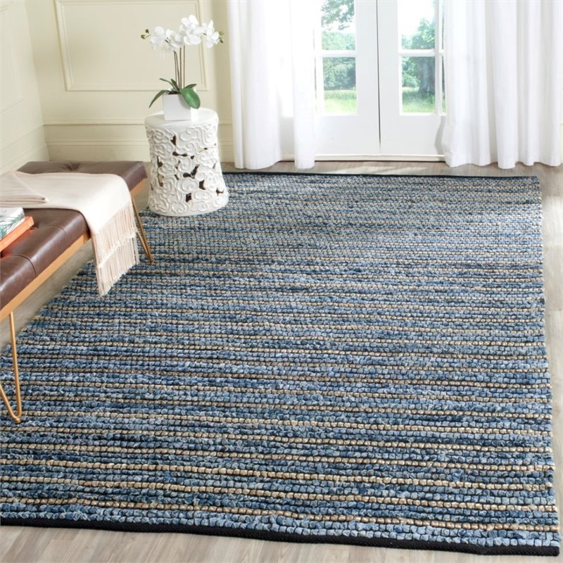 Safavieh Cape Cod 4' Square Hand Woven Rug in Blue and Natural