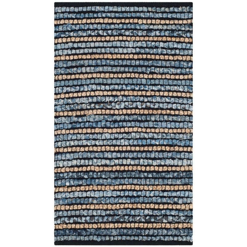 Safavieh Cape Cod 4' Square Hand Woven Rug in Blue and Natural