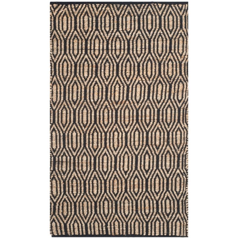 Safavieh Cape Cod 4' X 6' Hand Woven Rug in Black and Natural
