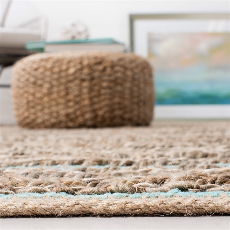 Safavieh Cape Cod 6' X 9' Hand Woven Jute and Cotton Rug in Aqua