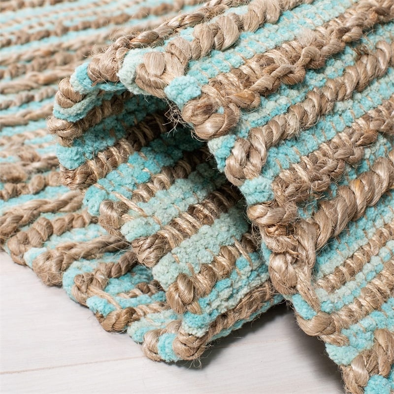 Safavieh Cape Cod 6' X 9' Hand Woven Jute and Cotton Rug in Aqua