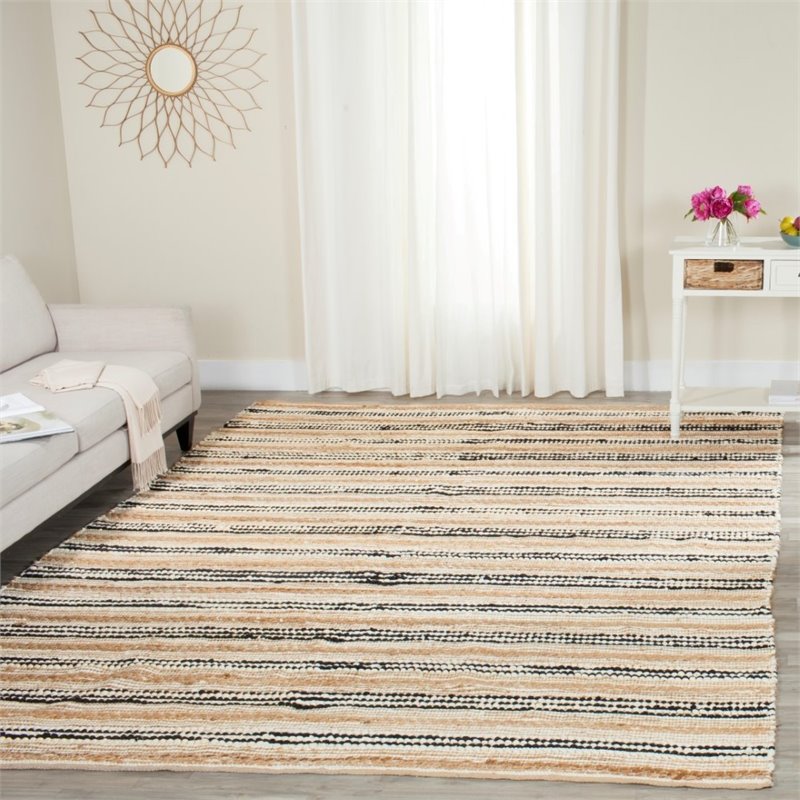 Safavieh Cape Cod 4' X 6' Hand Woven Rug in Natural and Black