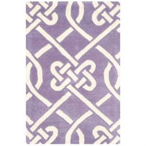 Safavieh Chatham 2' X 3' Hand Tufted Wool Rug in Purple and Ivory