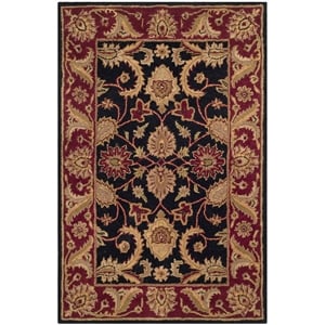 Safavieh Classic 2'3&quot X 4' Hand Tufted Wool Rug in Black and Burgundy