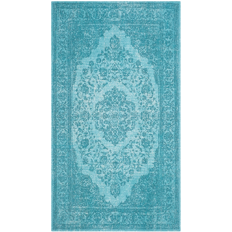 Safavieh Classic Vintage 3' X 5' Power Loomed Cotton Rug in Aqua