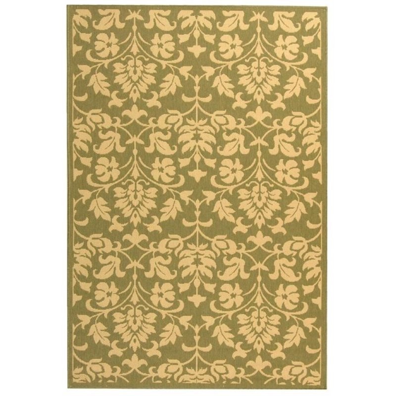 Safavieh Courtyard 9' X 12' Power Loomed Rug in Olive and Natural
