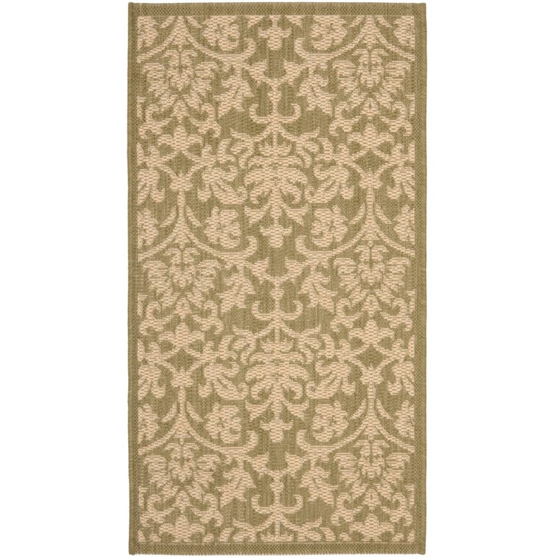 Safavieh Courtyard 9' X 12' Power Loomed Rug in Olive and Natural