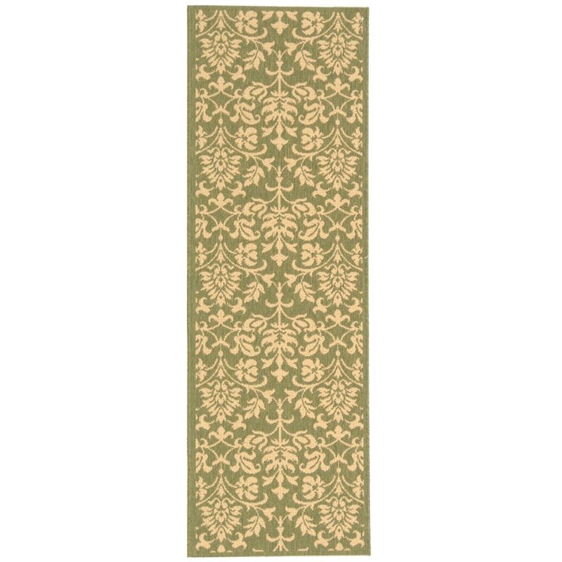 Safavieh Courtyard 9' X 12' Power Loomed Rug in Olive and Natural
