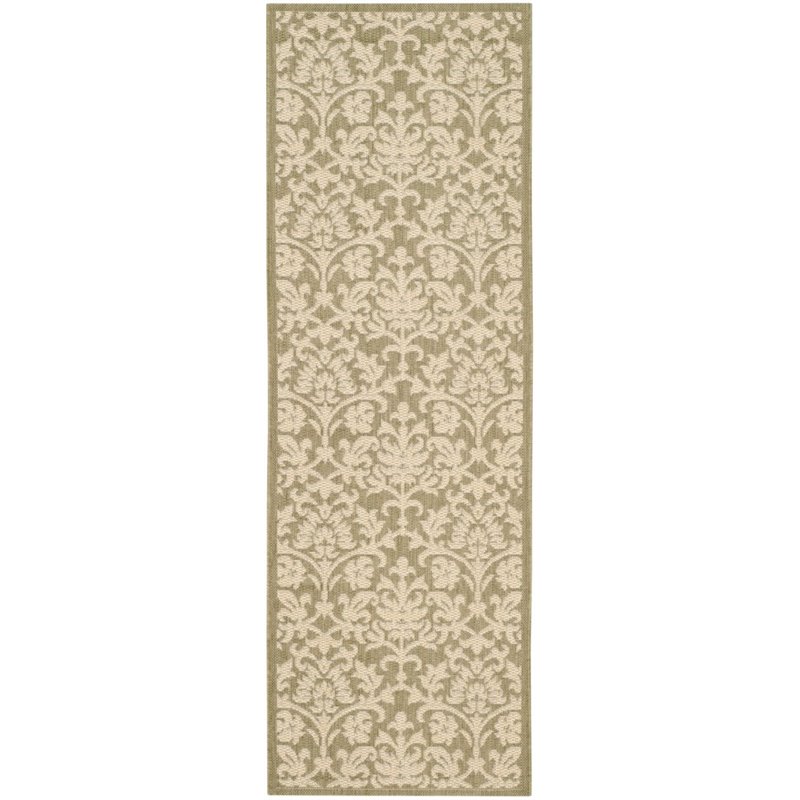 Safavieh Courtyard 9' X 12' Power Loomed Rug in Olive and Natural