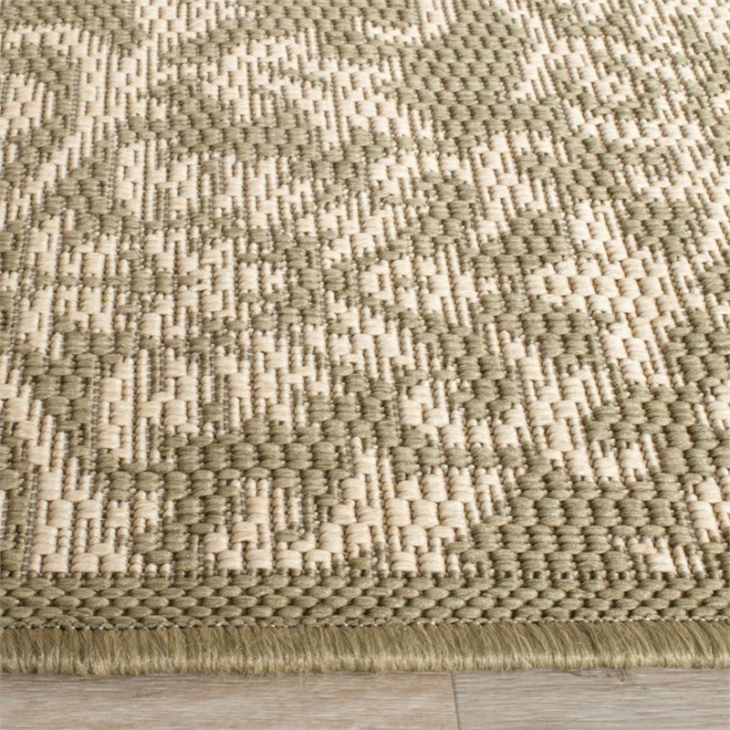 Safavieh Courtyard 9' X 12' Power Loomed Rug in Olive and Natural