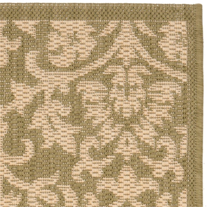 Safavieh Courtyard 9' X 12' Power Loomed Rug in Olive and Natural
