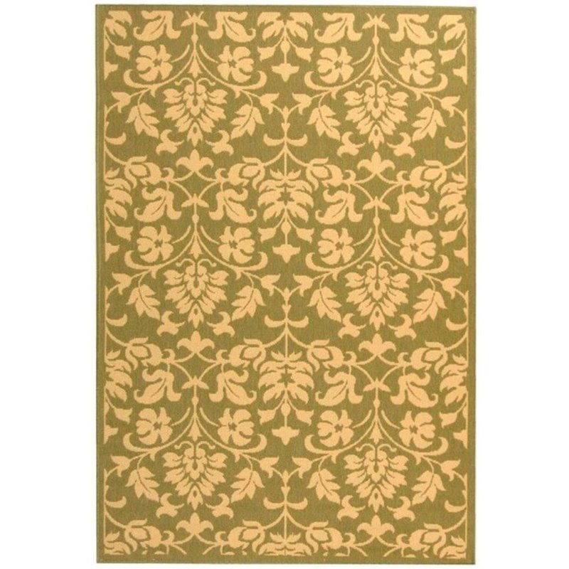 Safavieh Courtyard 9' X 12' Power Loomed Rug in Olive and Natural