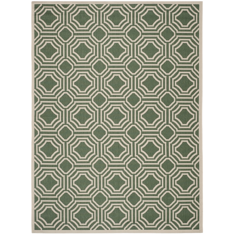 Safavieh Courtyard 8' X 11' Power Loomed Rug in Dark Green and Beige