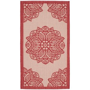 Safavieh Courtyard 2' X 3'7&quot Power Loomed Rug in Beige and Red