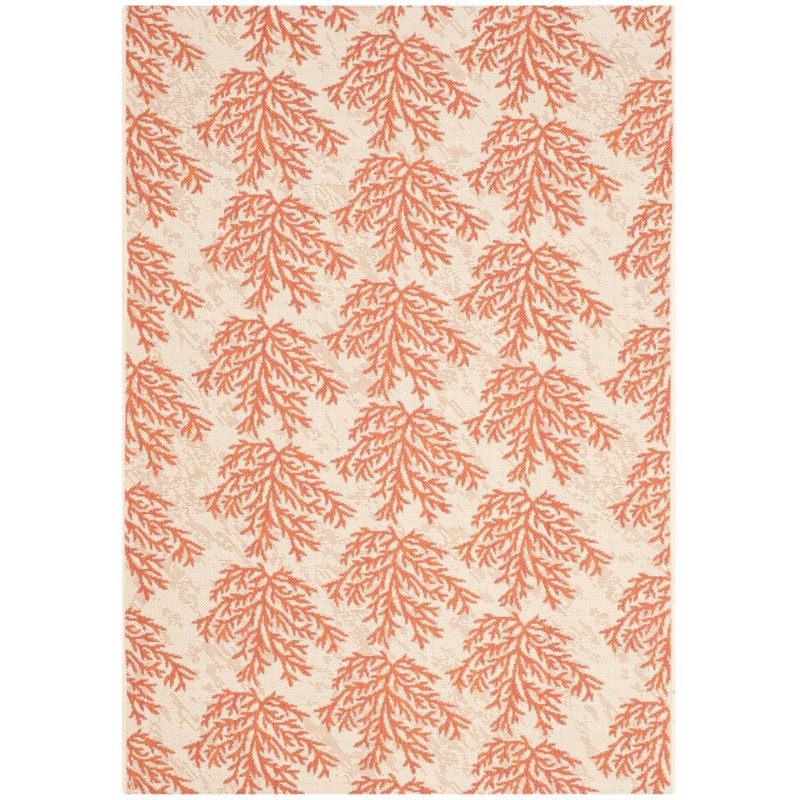 Safavieh Courtyard 9' X 12' Power Loomed Rug in Beige and Terracotta