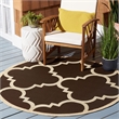 Safavieh Courtyard 4' Round Power Loomed Rug in Dark Brown
