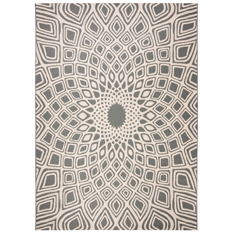 Safavieh Courtyard 8' X 11' Power Loomed Rug in Anthracite and Beige