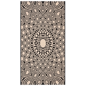 Safavieh Courtyard 2' X 3'7&quot Power Loomed Rug in Black and Beige