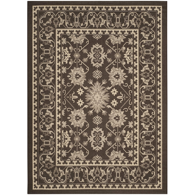 Safavieh Courtyard 8' X 11' Power Loomed Rug in Chocolate and Cream