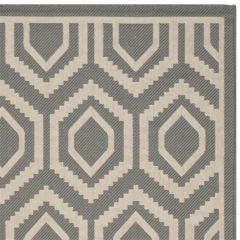 Safavieh Courtyard 9' X 12' Power Loomed Rug in Anthracite and Beige