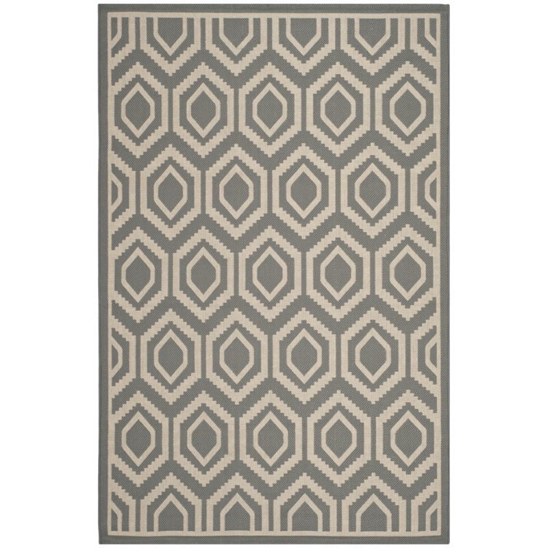 Safavieh Courtyard 9' X 12' Power Loomed Rug in Anthracite and Beige