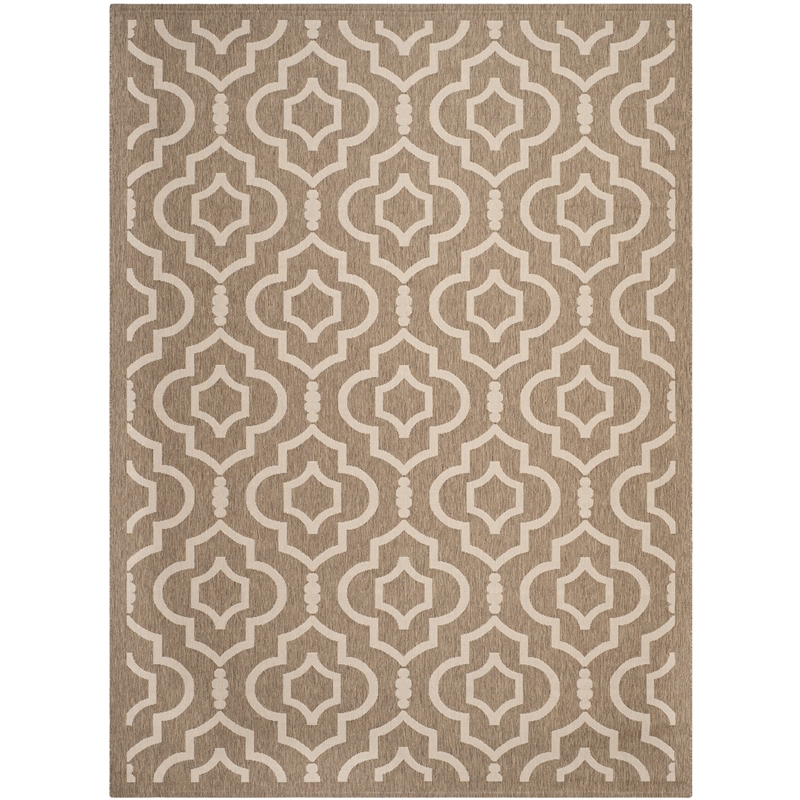 Safavieh Courtyard 9' X 12' Power Loomed Rug in Brown and Bone