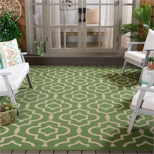 Safavieh Courtyard 9' X 12' Power Loomed Rug in Green and Beige