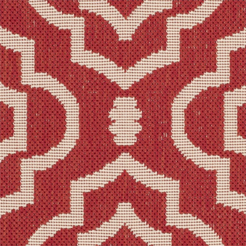 Safavieh Courtyard 9' X 12' Power Loomed Rug in Red and Bone