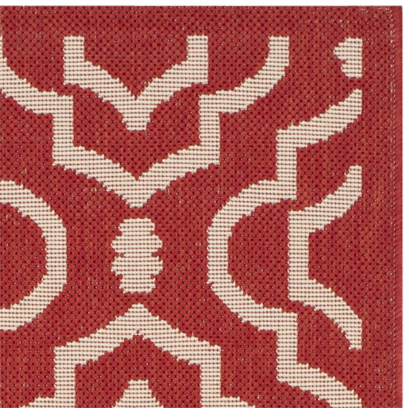 Safavieh Courtyard 9' X 12' Power Loomed Rug in Red and Bone