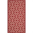 Safavieh Courtyard 9' X 12' Power Loomed Rug in Red and Bone