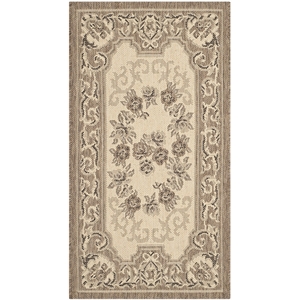 Safavieh Courtyard 2' X 3'7&quot Power Loomed Rug in Creme and Brown