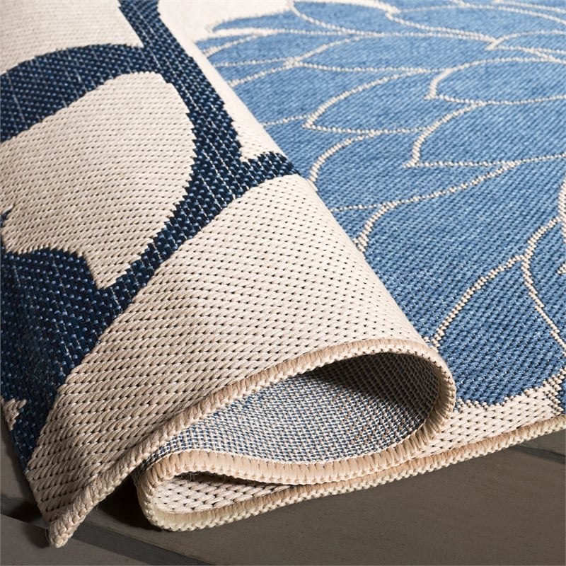 Safavieh Courtyard 8' X 11' Power Loomed Rug in Beige and Blue