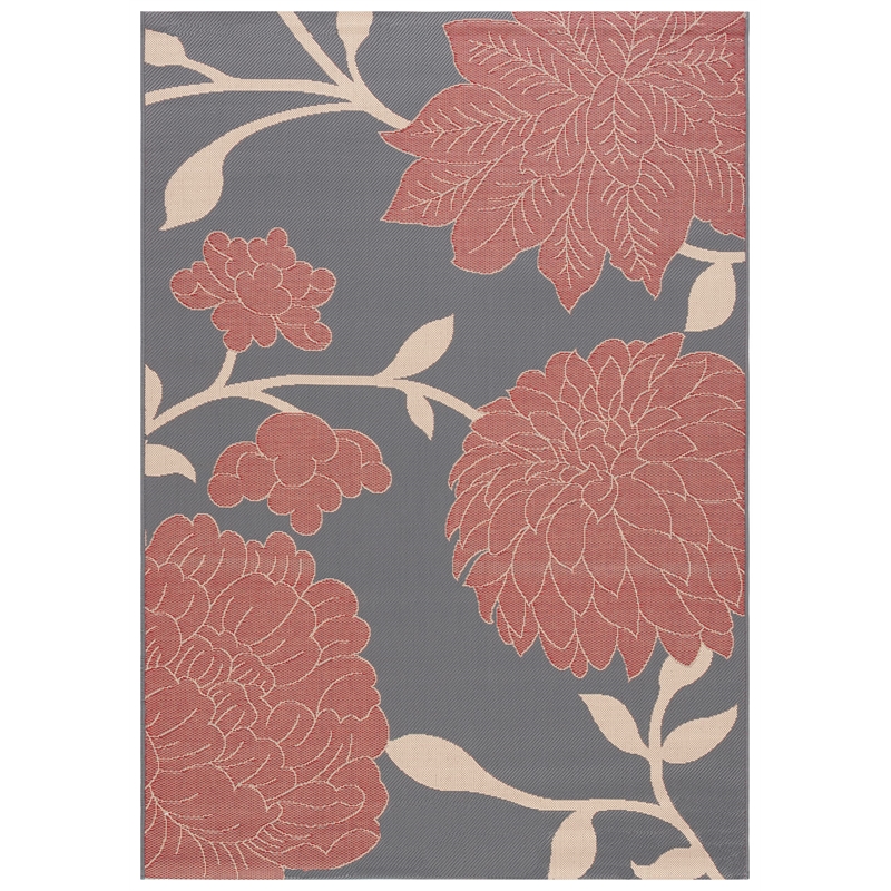 Safavieh Courtyard 8' X 11' Power Loomed Rug in Anthracite and Beige