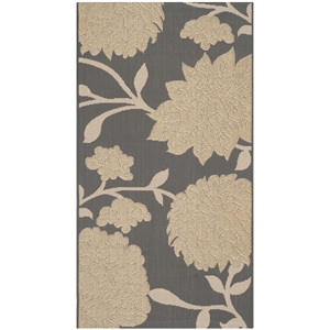 Safavieh Courtyard 2' X 3'7&quot Power Loomed Rug in Anthracite and Beige