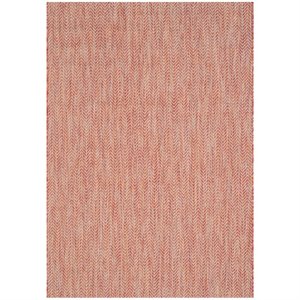 Safavieh Courtyard 2' X 3'7&quot Power Loomed Rug in Red and Beige