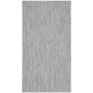 Safavieh Courtyard 2' X 3'7&quot Power Loomed Rug in Gray and Navy