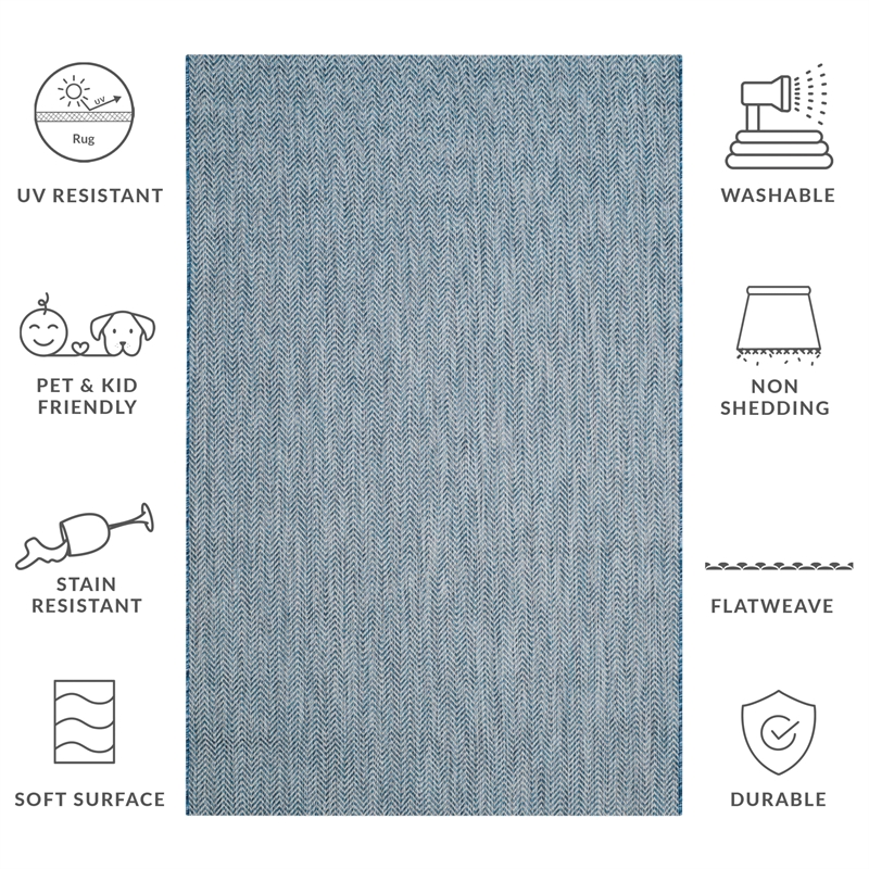 Safavieh Courtyard 8' X 11' Power Loomed Rug in Navy and Gray